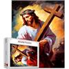 Tucocoo Puzzle di Gesù Cristo, 1000 pezzi, puzzle per adulti, Holdin The Cross arte cristiana puzzle per impegnativi giochi di attività familiari colorati fai da te per regali decorativi per la casa