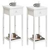 IBUYKE Set di 2 comodini, comodini stretti, tavolino alto con un cassetto, piedini regolabili, 25x25x71 cm, moderno tavolino per soggiorno e camera da letto, bianco TMJ417W-2