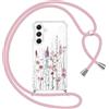 Yoedge Cover con Cordino per Samsung Galaxy A54 5G 6,4, Trasparente Aesthetic Disegni Fiori Custodia con Collana Tracolla Laccio Collo, Sottile TPU Silicone + PC Antiurto Case per Samsung A54,03