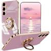 BORYA Cover per Samsung Galaxy A54 5G, Morbida Silicone TPU Bumper Ultra Sottile Antiurto Antigraffio Custodia, Placcatura Phnom Penh Anello Supporto Case, Bianco