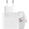 Xiaomi Caricabatterie 67W Originale, Alimentatore da Muro Turbo Charge con Porta USB-A USB-C, Ricarica Rapida per Xiaomi 13/12/11, Redmi Note 11/12 Pro, POCO F5/X5, Bianco (Versione Europea)