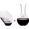 Riedel Set di 4 Bicchieri O Wine Tumbler Cabernet/Merlot e 1 Decanter Syrah