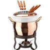 Paderno Set per Fonduta con Forchette in Legno - Mirror Copper Ø 16 cm