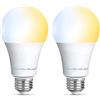 Homcloud confezione da 2 Lampadine Smart WiFi Intelligente LED Bianco Dinamico (caldo + freddo) A60, E27 Dimmerabile, 800 Lumen, 9W, controllo con APP, Alexa o Google