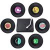 Coolty 6pcs Retro Vinyl Record CD Sottobicchieri Rotondi Sottobicchieri per Caffè tè Boccale di Birra Vino in Vetro casa e Bar con Supporto, 10*10*0.2cm