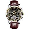 RORIOS Orologio Uomo Automatico Meccanico Orologio con Cinturino in Pelle Orologio Luminoso Pointer Impermeabile Tourbillon Orologio da Polso