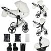Junama Passeggino TRIO Diamond Fluo Individual 2in1 3in1 4in1 (15 - bianco e argento, 3in1 con seggiolino auto)