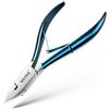 BEZOX BEZOX - Tagliaunghie a lama dritta, per anziani, spesse, a punta, per unghie incarnite, forbici di precisione per unghie sane, colore blu