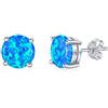 SILVEGO Orecchini in Argento 925 con Opale Sintetico Blu 8 mm Farfallina