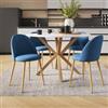 DEGHI Set 4 sedie in tessuto blu e gambe in metallo effetto legno - Kubir