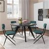 DEGHI Set 4 sedie in similpelle ottanio con gambe in metallo nero - Garya