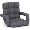 COSTWAY Sedia da Pavimento con Supporto Lombare, Poltrona Divano Regolabile a 6 Posizioni con Braccioli, Chaise Lounge per Soggiorno Camera da Letto, 60x64x54 cm