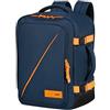 American Tourister Take2Cabin - Bagaglio da cabina Wizz Air/Vueling 30 x 20 x 40 cm, 26,5 L, 0,60 kg, Bagaglio a mano, Zaino per aereo MS, Blu/Arancione (Dark Navy/Radiant Orange)