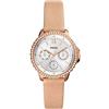 Fossil Orologio Izzy da donna, movimento cronografo al quarzo con cinturino in acciaio o in pelle, Oro Rosa E Grigio Chiaro