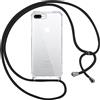 Pnakqil Cover per iPhone 8 Plus/iPhone 7 Plus con Cordino, Trasparente Custodia con Laccio Tracolla Cellulare Girocollo Collana Protettiva per iPhone 8 Plus 5.5, Nero
