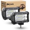 PICAA LED Luce da Lavoro, 2X 5 pollici 7D 72W Faro da Lavoro Led Tripla Fila Flood Led Luci di Lavoro Fuoristrada a Led per FUORI STRADA Moto 4WD SUV ATV UTV Camion 12V 24V