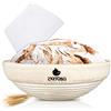 EXITOSO Cestino Lievitazione Pane Rotondo in Rattan 25cm - Panificazione di 1kg di Pane - Grande Cesto Cestino Cestini per Lievitazione per Pane Cesto Ciotola per Impastare Lievitazione Pane