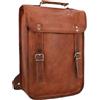 Gusti Zaino in pelle - Jill, zaino in pelle, borsa a tracolla college, borsa da lavoro, borsa messenger vintage, da donna, uomo, in pelle marrone, marrone