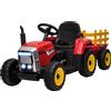 HOMCOM Trattore per Bambini Elettrico 12V con Rimorchio e Telecomando Verde