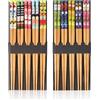 Pwsap 10Paia Bacchette di bambù Naturale Cinesi,Antiscivolo Bacchette Giapponesi,9 Pollici Dio delle Cinque Benedizioni Chopstick Riutilizzabile,Lavabili in lavastoviglie, Posate asiatiche per Sushi Noodles