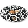 COZY KISS Tunnel per Gatti, Letto A Cuccia Tunnel Pieghevole Con Cuscino Lavabile, Giochi per Gatti Interattivo per Cuccioli/Gattini/Conigli (Bianco & Nero, 85D)
