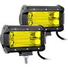 Willpower 2pcs 13cm 72W Faro da Lavoro LED 12V 24V Cubo Faretto LED Inondazione Luci di Lavoro Impermeabile Fari Led Fendinebbia Luci per Trattore Auto Fuoristrada Camion ATV Barca 4x4