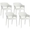 Outsunny Set 4 Sedie da Giardino in Plastica Impilabili con Braccioli e Schienale Alto in PP, Bianco|Aosom