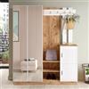 LBSIGN Mobile Da Ingresso Con Scarpiera A 2 Ante Appendiabiti E Specchio Rovere Bianco