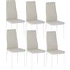 buybyroom bubuyroom Set 6 Sedie Imbottite in Tessuto con Gambe in Metallo e Schienale Alto per Cucina Sala da Pranzo,Beige