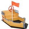 Easycomfort Sabbiera per Bambini in Legno a Forma di Nave dei Pirati con Vano Contenitore, 158x78x45.5 cm