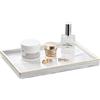 Shinowa Vassoio in Ceramica, Vassoio da Bagno Rettangolare Marmorizzato Portagioie Portaoggetti Centrotavola per Ingresso Comò Organizer per Candele Sapone Gioielli Portachiavi, Misura L - Bianco