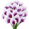 VaryFloral 20 Pezzi Fiori Artificiali Giglio di Calla Fiori Finti per Decorazion Gigli di Calla Finte Viola&Bianco Bouquet Fiori Artificiali in Lattice Realistico Fiori Finti Bouquet Decorazioni