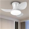 EKDADL 65CM Silenzioso Ventilatore da Soffitto con Luce e Telecomando 6 Velocità 0%-100% Dimmerabile 3 Pale Plafoniera Ventilatore da Soffitto 3 Pale