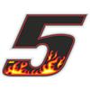 4R Quattroerre.it 13155 Numero Racing Flames 5, 10 x 7,5 cm