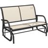 Outsunny Panchina a Dondolo da Giardino a 2 Posti in Metallo e Tessuto a Rete Traspirante, 120x70x85cm, Beige