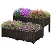 Outsunny Set 4 Pezzi Fioriere da Esterno Autoirriganti Rialzate Letto da Giardino Rialzato per Fiori Effetto Rattan in PP, Marrone|Aosom