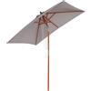 Outsunny Ombrellone da Giardino Inclinabile 2x1.5m, 6 Stecche, Palo in Legno e Apertura a Corda, Grigio|Aosom