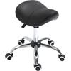 HOMCOM Sgabello da Lavoro a Sella con Ruote e Altezza Regolabile per Negozi Parrucchiere e Tattoo, Sgabelli Imbottiti 52x53x49-61cm Nero