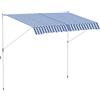 Outsunny Tenda da Sole a Bracci per balcone 3x1.5m con Manovella, Tenda da esterno in Metallo con Pali di Supporto, Blu e Bianco | Aosom Italy