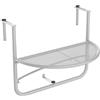 Outsunny Tavolino da Balcone Pieghevole, Metallo, 3 Altezze Regolabili, da Appendere alla Ringhiera, 60x45x50cm, Bianco|Aosom