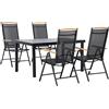 Outsunny Set Mobili da Giardino da 5 Pezzi in Alluminio, Set Tavolo con 4 Sedie da Esterno Pieghevoli Regolabili per 4 Persone, Nero|Aosom