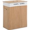 HOMCOM Cesta Portabiancheria in Bambù con Coperchio e Fodera Rimovibile, 52 x 32 x 63cm