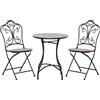 Outsunny Set da Giardino 3 Pezzi, Salottino da Esterno con 2 Sedie Pieghevoli e Tavolo in Piastrelle di Ceramica e Metallo, Nero|Aosom