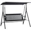 Outsunny Dondolo da Giardino Terrazza 3 Posti con Tettuccio Parasole Regolabile, Metallo e Texteline, 172x110x155cm, Nero | Aosom Italy