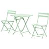 Outsunny Set Tavolo e Sedie da Giardino ed Esterno in Metallo Verde, Set da 3 Pezzi Pieghevole e Salvaspazio|Aosom