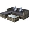 Outsunny Mobili da Giardino in Rattan PE Set Salotto da 5 Pezzi, Divanetto per Esterni con Pouf e Tavolino, Grigio | Aosom Italy|Aosom