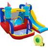 Outsunny Castello Gonfiabile 4 in 1 per Bambini da 3 a 8 Anni con Scivolo, Trampolino, Piscina e Gonfiatore Incluso, 265x260x200cm|Aosom