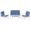 Outsunny Set Mobili da Giardino,Salotto da Giardino con Poltrona da Giardino, Bianco e Blu|Aosom