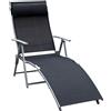 Outsunny Lettino Prendisole Reclinabile, Sedia a Sdraio da Giardino in Metallo, Pieghevole, Relax Terrazzo, 137x63.5x100.5cm - Nero|Aosom