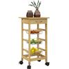 HOMCOM Carrello Cucina con Ruote, Cassetto e 3 Cestini a Rete Metallica, 37x37x76cm, Colore Legno|Aosom